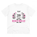 HamariDookan Men's PC Cotton 39th Birthday Printed T Shirt (Color: White, Thread Count: 180GSM)