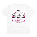 HamariDookan Men's PC Cotton 34th Birthday Printed T Shirt (Color: White, Thread Count: 180GSM)