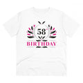 HamariDookan Men's PC Cotton 58th Birthday Printed T Shirt (Color: White, Thread Count: 180GSM)