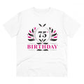 HamariDookan Men's PC Cotton 75th Birthday Printed T Shirt (Color: White, Thread Count: 180GSM)