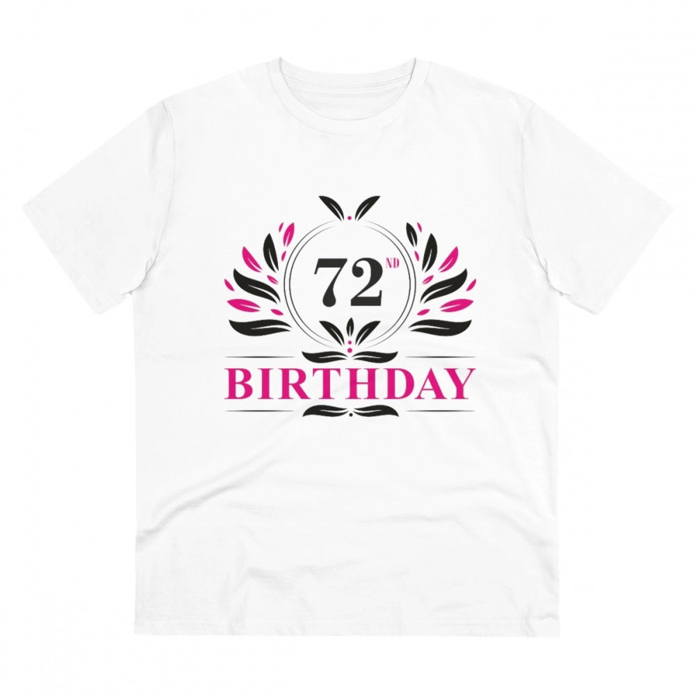 HamariDookan Men's PC Cotton 72nd Birthday Printed T Shirt (Color: White, Thread Count: 180GSM)