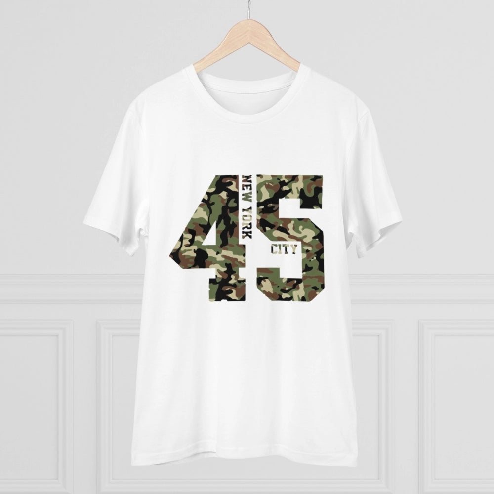 HamariDookan Men's PC Cotton New York City Printed T Shirt (Color: White, Thread Count: 180GSM)