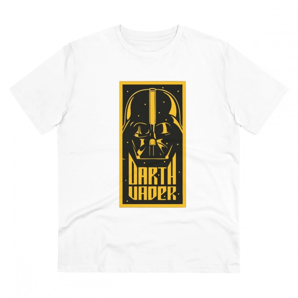 HamariDookan Men's PC Cotton Darth Vader Printed T Shirt (Color: White, Thread Count: 180GSM)