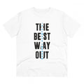 HamariDookan Men's PC Cotton The Best Way Out Printed T Shirt (Color: White, Thread Count: 180GSM)