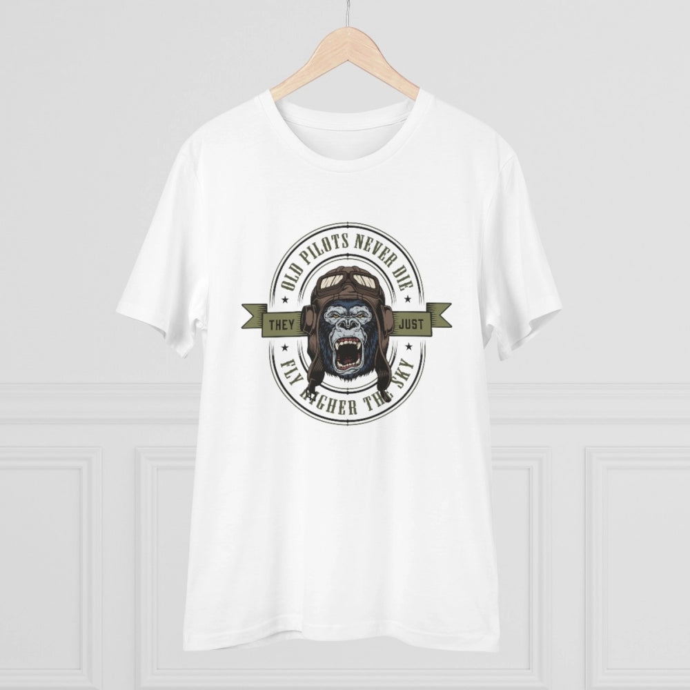 HamariDookan Men's PC Cotton Gorila Desing Printed T Shirt (Color: White, Thread Count: 180GSM)