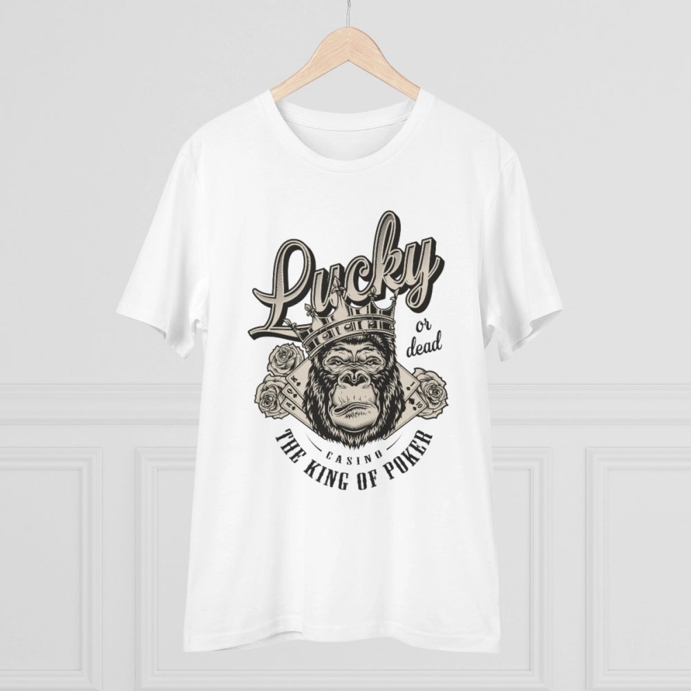 HamariDookan Men's PC Cotton Gorila Desing Printed T Shirt (Color: White, Thread Count: 180GSM)