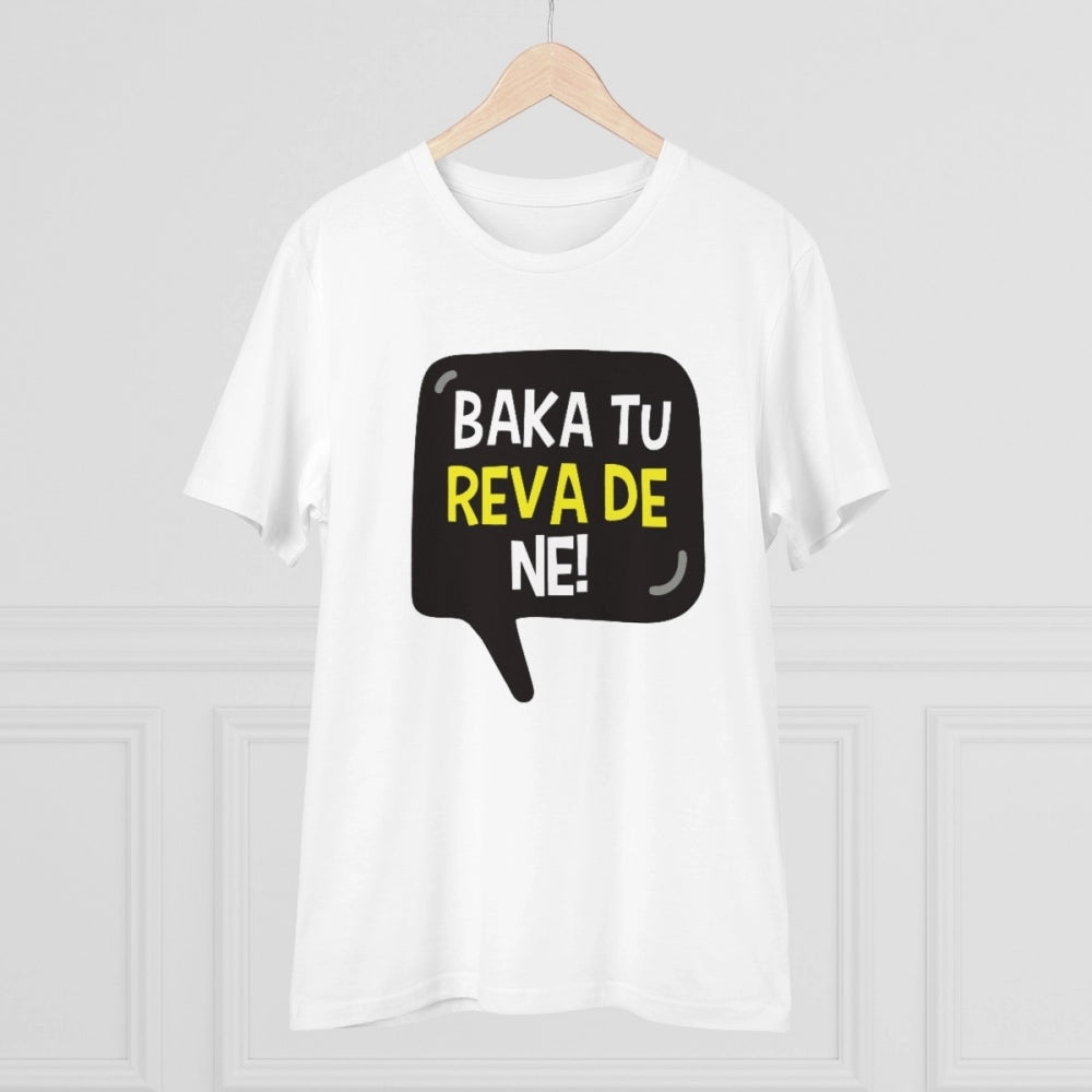 HamariDookan Men's PC Cotton Baka Tu Reva De Printed T Shirt (Color: White, Thread Count: 180GSM)
