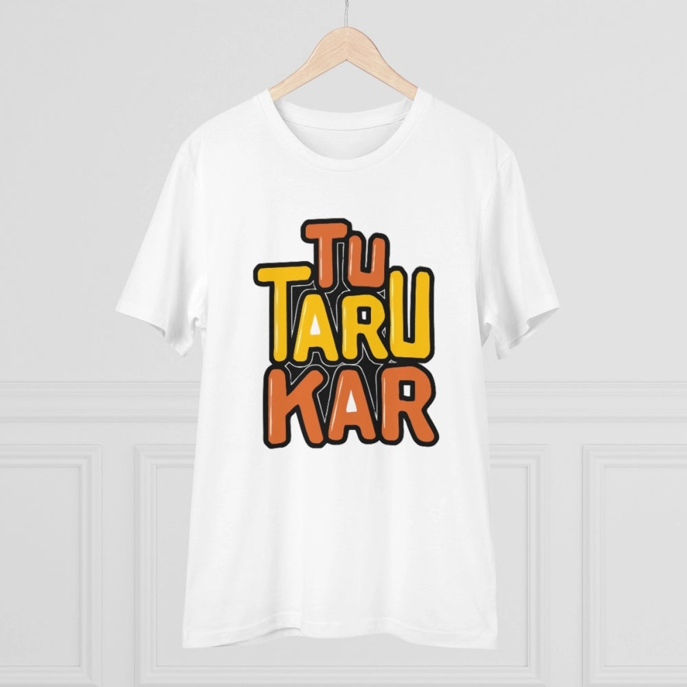 HamariDookan Men's PC Cotton Tu Taru Kar Printed T Shirt (Color: White, Thread Count: 180GSM)