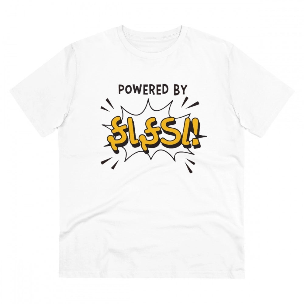 HamariDookan Men's PC Cotton Powered Bt Fafda Printed T Shirt (Color: White, Thread Count: 180GSM)