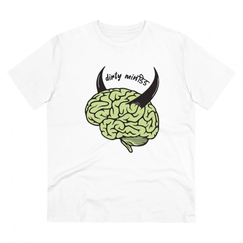 HamariDookan Men's PC Cotton Dirty Minddid Printed T Shirt (Color: White, Thread Count: 180GSM)