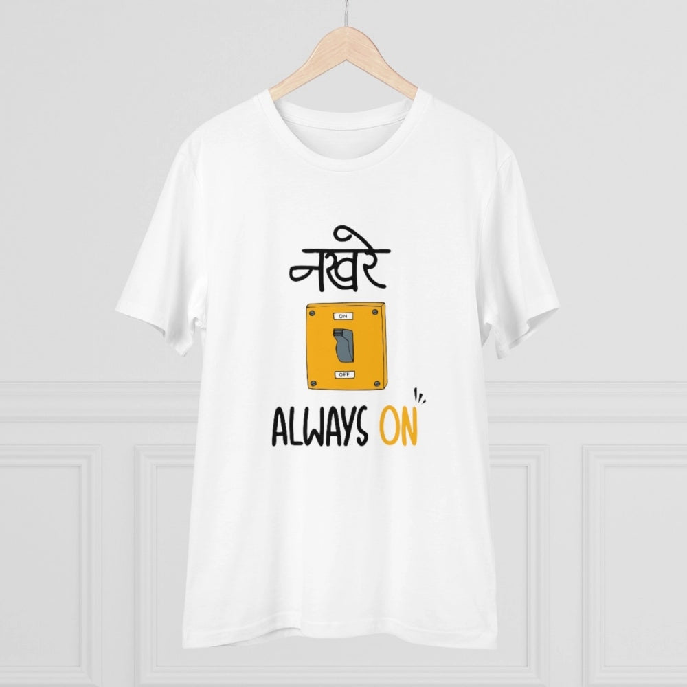 HamariDookan Men's PC Cotton Nakhre Always On Printed T Shirt (Color: White, Thread Count: 180GSM)