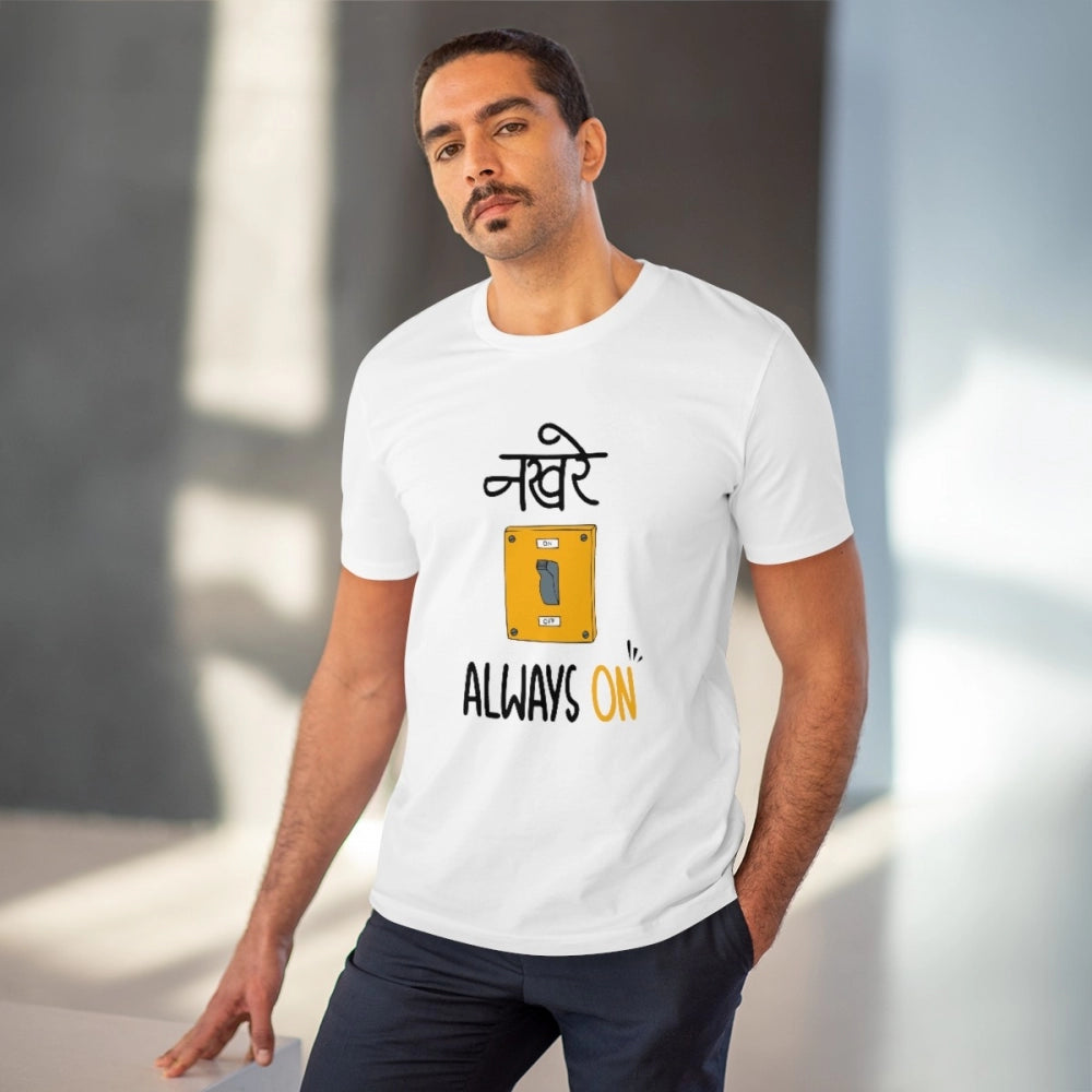 HamariDookan Men's PC Cotton Nakhre Always On Printed T Shirt (Color: White, Thread Count: 180GSM)