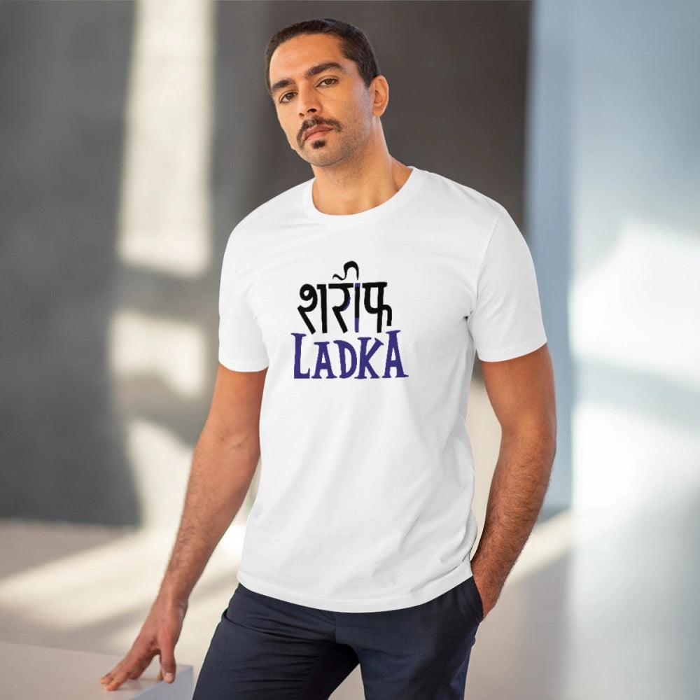 HamariDookan Men's PC Cotton Sarif Ladka Printed T Shirt (Color: White, Thread Count: 180GSM)