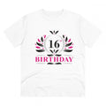 HamariDookan Men's PC Cotton 16th Birthday Printed T Shirt (Color: White, Thread Count: 180GSM)