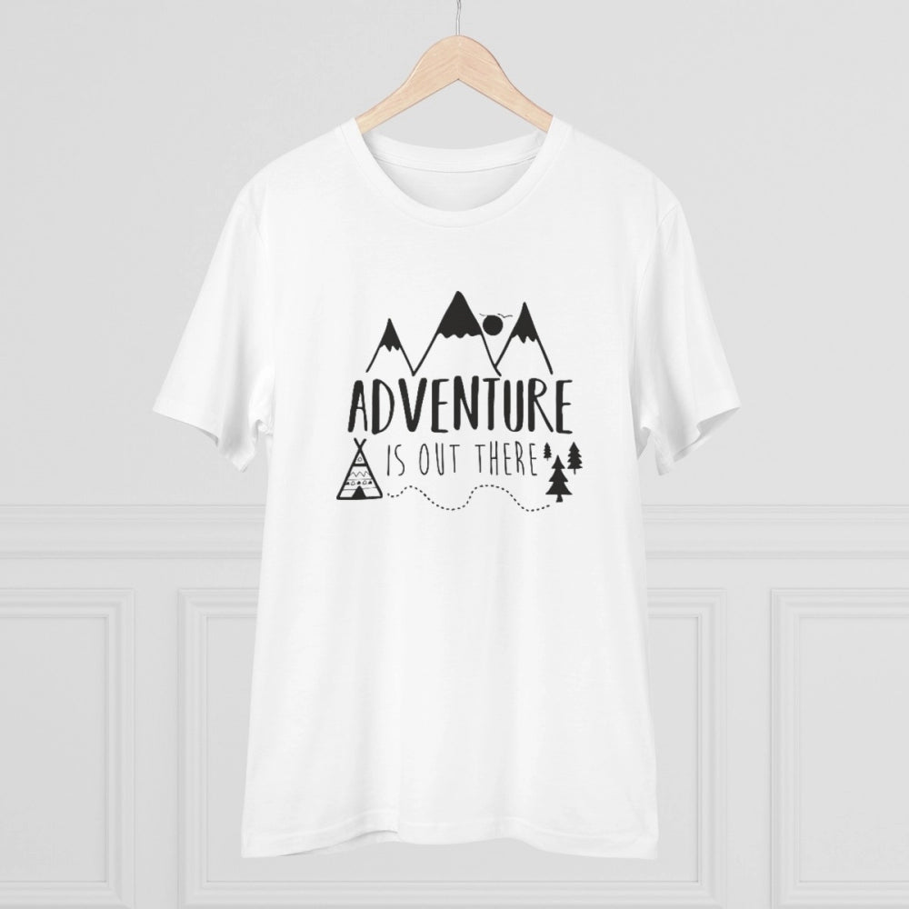 HamariDookan Men's PC Cotton Explore The Unseen Printed T Shirt (Color: White, Thread Count: 180GSM)
