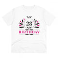 HamariDookan Men's PC Cotton 28th Birthday Printed T Shirt (Color: White, Thread Count: 180GSM)