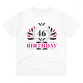 HamariDookan Men's PC Cotton 46th Birthday Printed T Shirt (Color: White, Thread Count: 180GSM)
