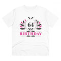 HamariDookan Men's PC Cotton 64th Birthday Printed T Shirt (Color: White, Thread Count: 180GSM)