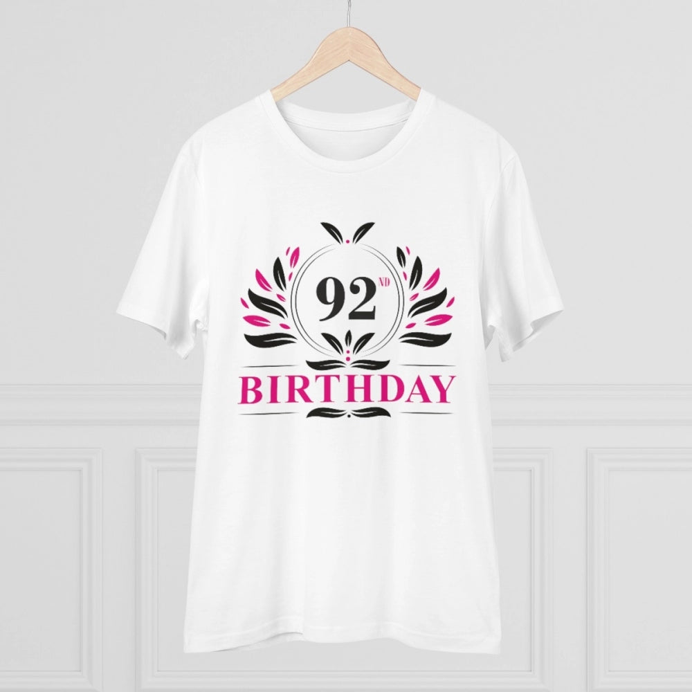 HamariDookan Men's PC Cotton 92nd Birthday Printed T Shirt (Color: White, Thread Count: 180GSM)