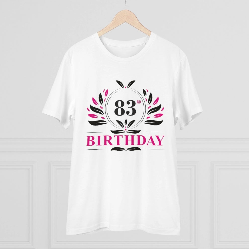 HamariDookan Men's PC Cotton 83rd Birthday Printed T Shirt (Color: White, Thread Count: 180GSM)
