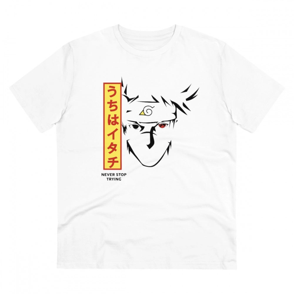 HamariDookan Men's PC Cotton Kunffo Printed T Shirt (Color: White, Thread Count: 180GSM)