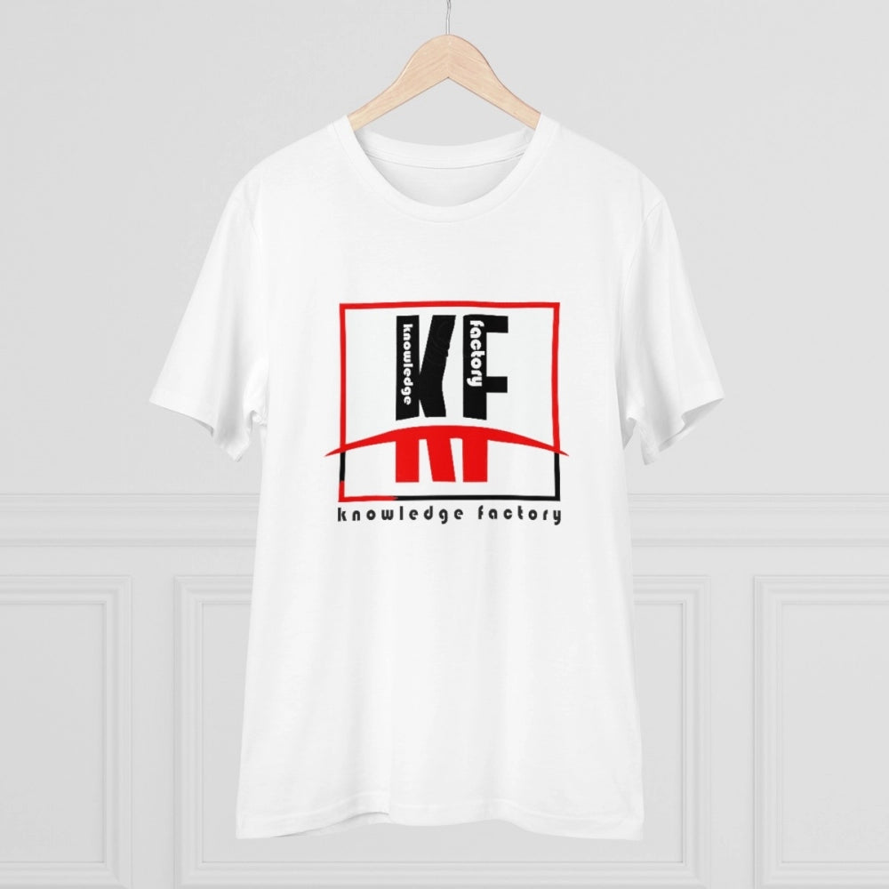HamariDookan Men's PC Cotton Knowledge Factory Printed T Shirt (Color: White, Thread Count: 180GSM)