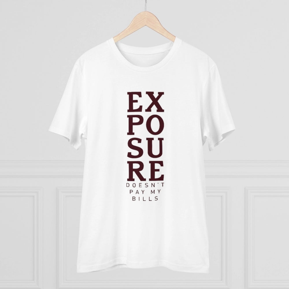 HamariDookan Men's PC Cotton Exposure Printed T Shirt (Color: White, Thread Count: 180GSM)