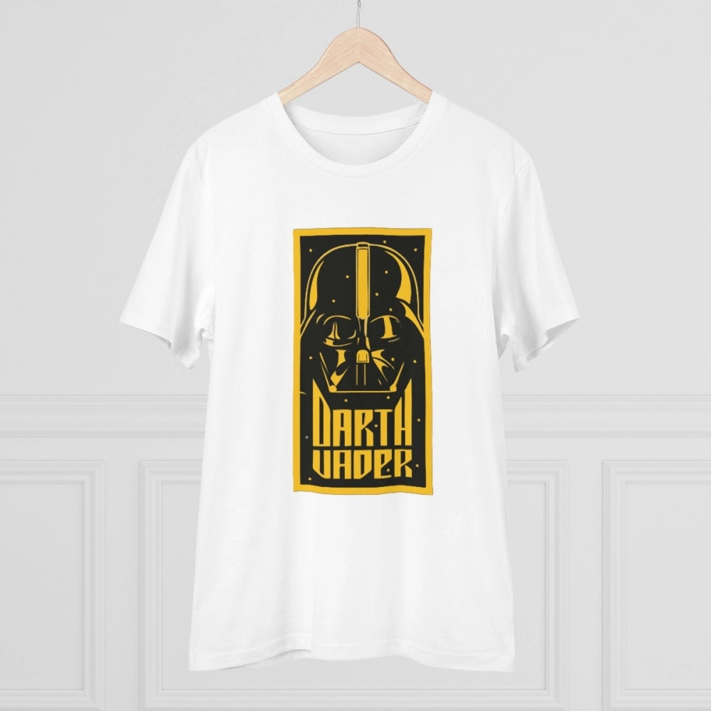 HamariDookan Men's PC Cotton Darth Vader Printed T Shirt (Color: White, Thread Count: 180GSM)