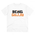 HamariDookan Men's PC Cotton Being Gujju Printed T Shirt (Color: White, Thread Count: 180GSM)