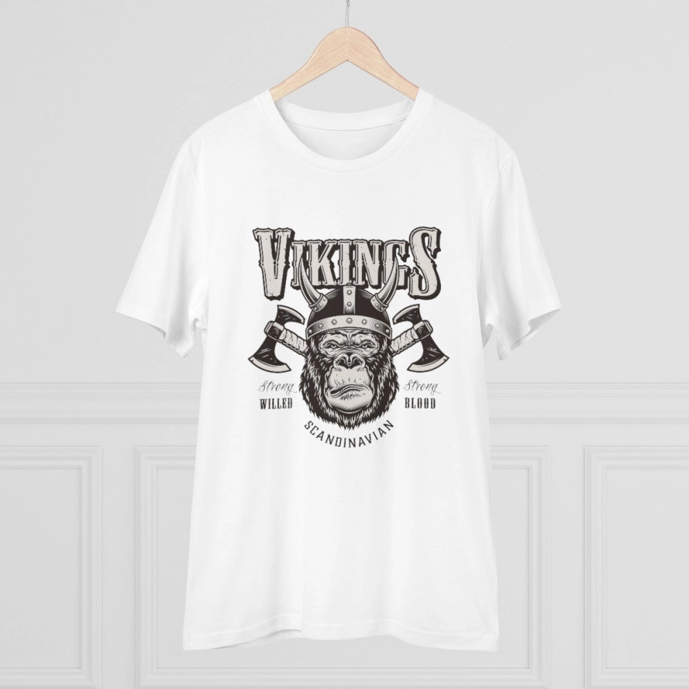 HamariDookan Men's PC Cotton Gorila Desing Printed T Shirt (Color: White, Thread Count: 180GSM)