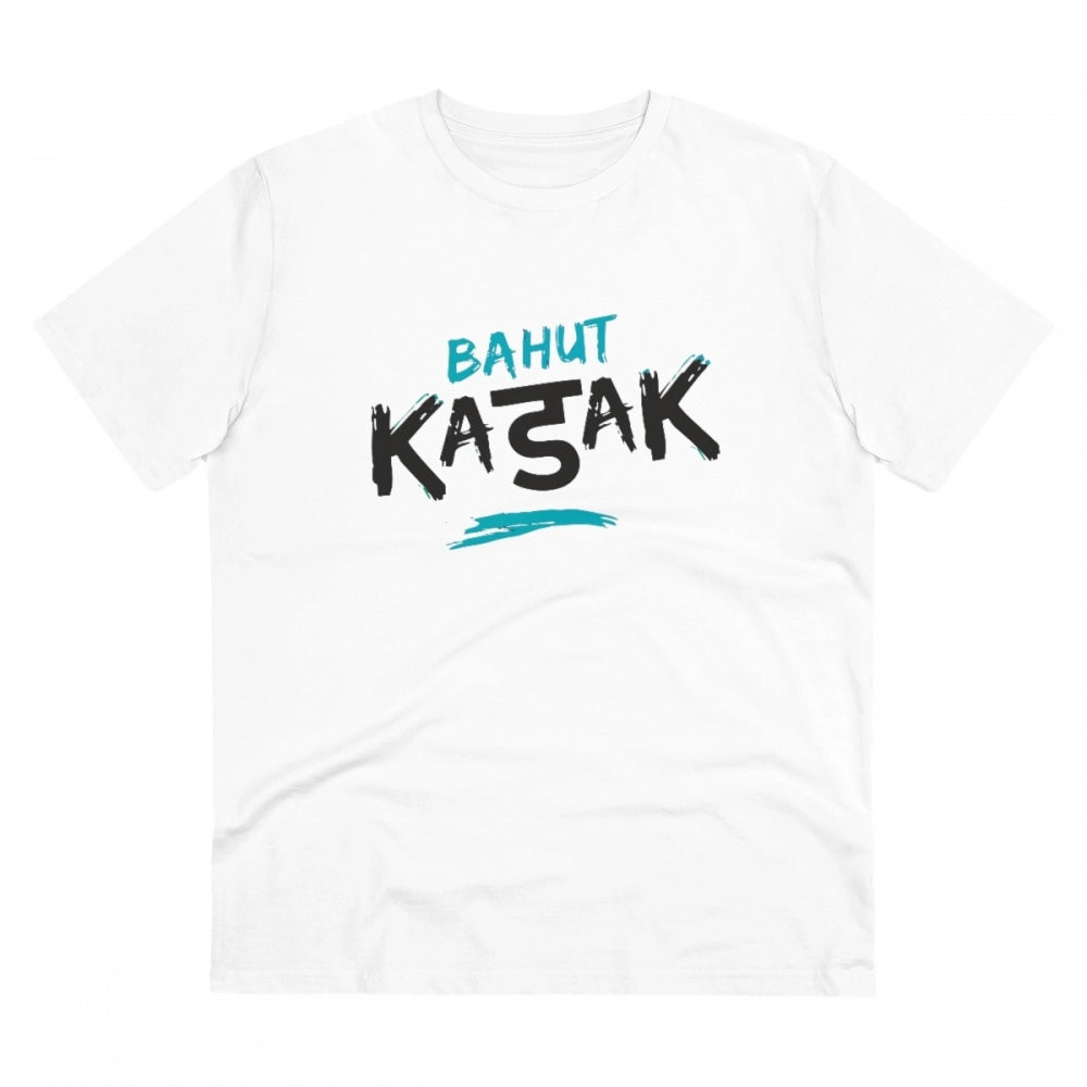HamariDookan Men's PC Cotton Bahot Kadak Printed T Shirt (Color: White, Thread Count: 180GSM)