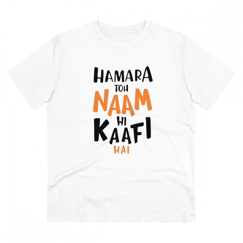 HamariDookan Men's PC Cotton Hamara To Name Hi Kaafi Hai Printed T Shirt (Color: White, Thread Count: 180GSM)