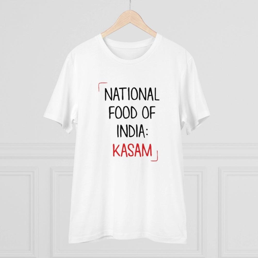 HamariDookan Men's PC Cotton India Kasam Printed T Shirt (Color: White, Thread Count: 180GSM)