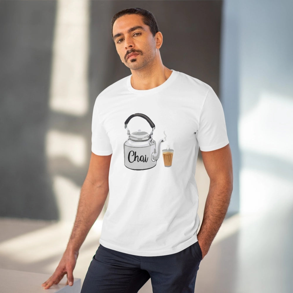 HamariDookan Men's PC Cotton Marathi Desing Printed T Shirt (Color: White, Thread Count: 180GSM)