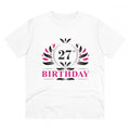 HamariDookan Men's PC Cotton 27th Birthday Printed T Shirt (Color: White, Thread Count: 180GSM)