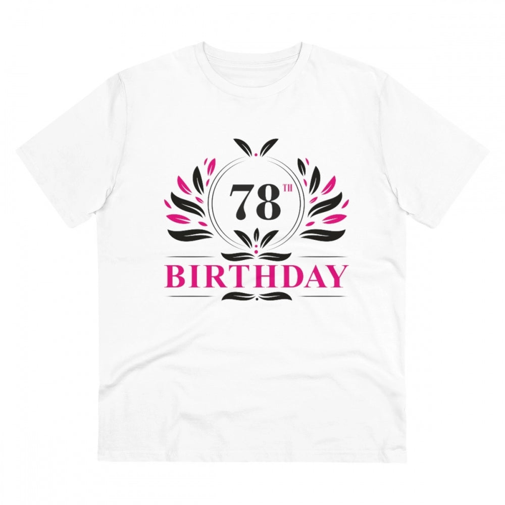 HamariDookan Men's PC Cotton 78th Birthday Printed T Shirt (Color: White, Thread Count: 180GSM)