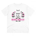 HamariDookan Men's PC Cotton 77th Birthday Printed T Shirt (Color: White, Thread Count: 180GSM)