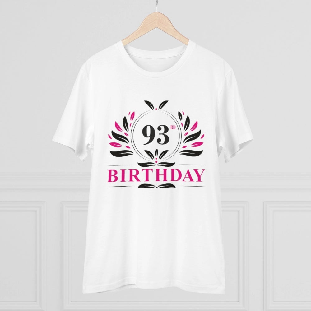 HamariDookan Men's PC Cotton 93rd Birthday Printed T Shirt (Color: White, Thread Count: 180GSM)