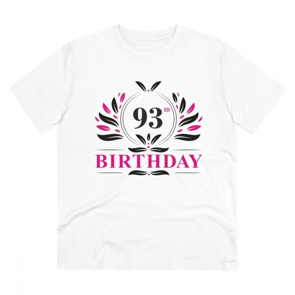 HamariDookan Men's PC Cotton 93rd Birthday Printed T Shirt (Color: White, Thread Count: 180GSM)