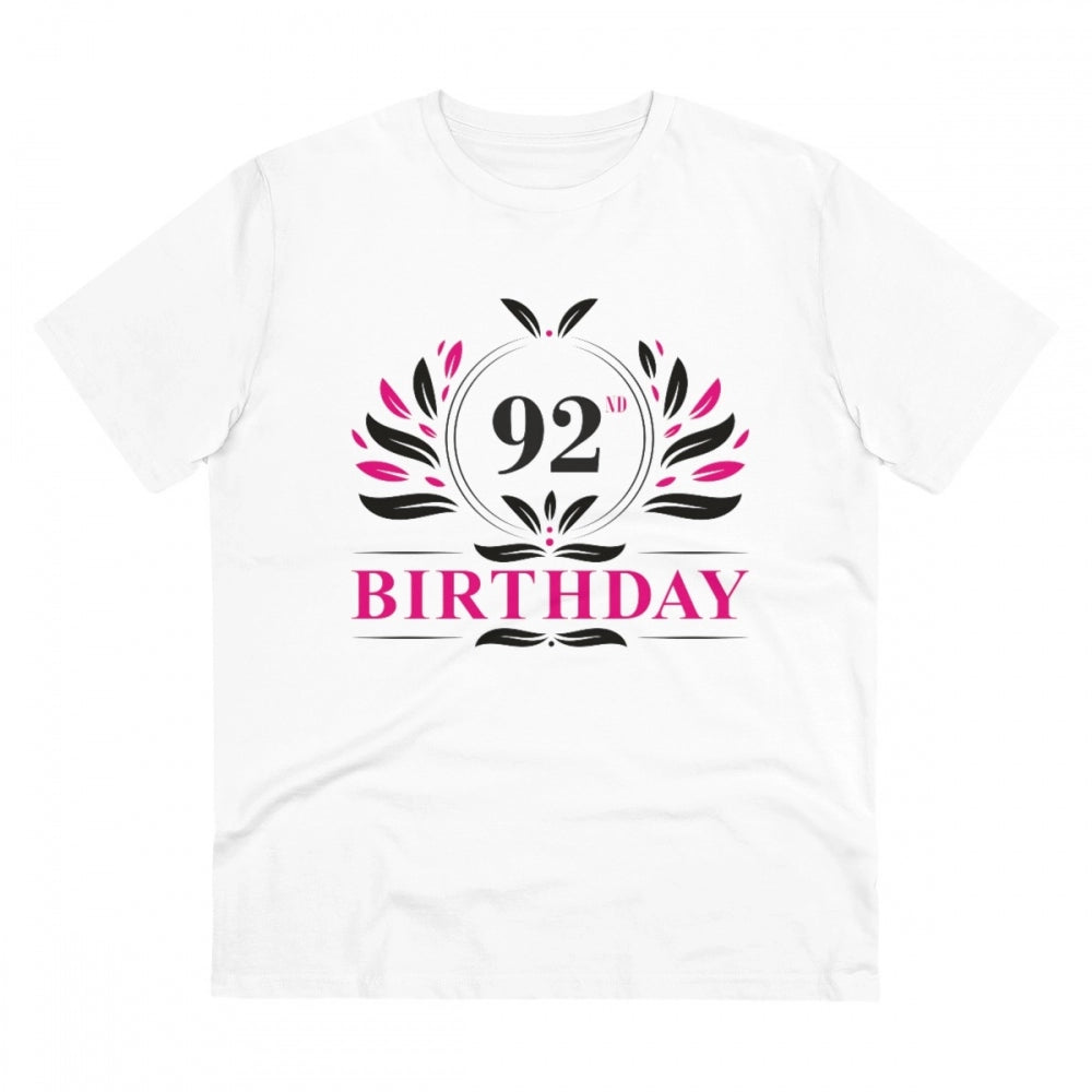 HamariDookan Men's PC Cotton 92nd Birthday Printed T Shirt (Color: White, Thread Count: 180GSM)