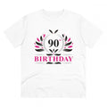 HamariDookan Men's PC Cotton 90th Birthday Printed T Shirt (Color: White, Thread Count: 180GSM)