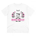 HamariDookan Men's PC Cotton 79th Birthday Printed T Shirt (Color: White, Thread Count: 180GSM)
