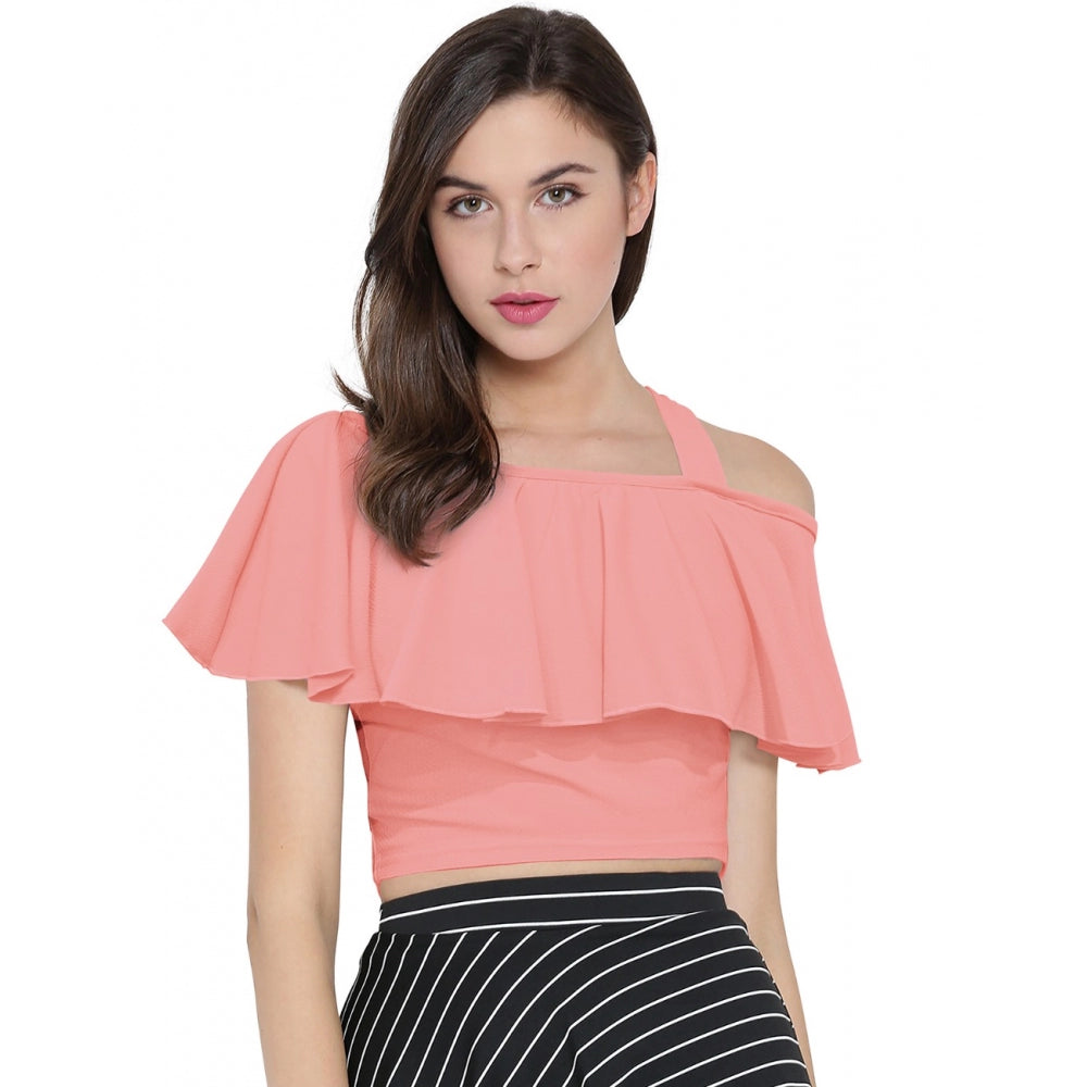 HD Women's Western Wear Hosiery Crop Top (Peach)