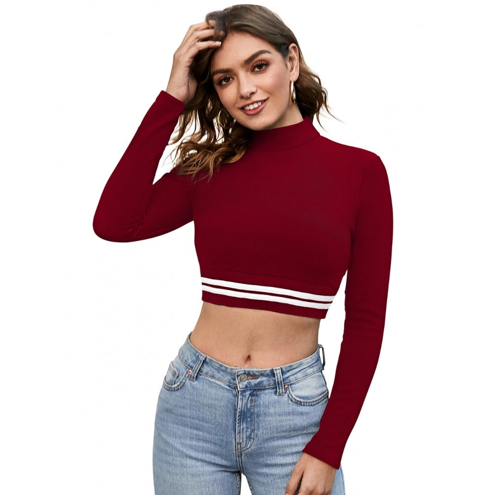 HD Women's Western Wear Hosiery Crop-Top (Maroon)