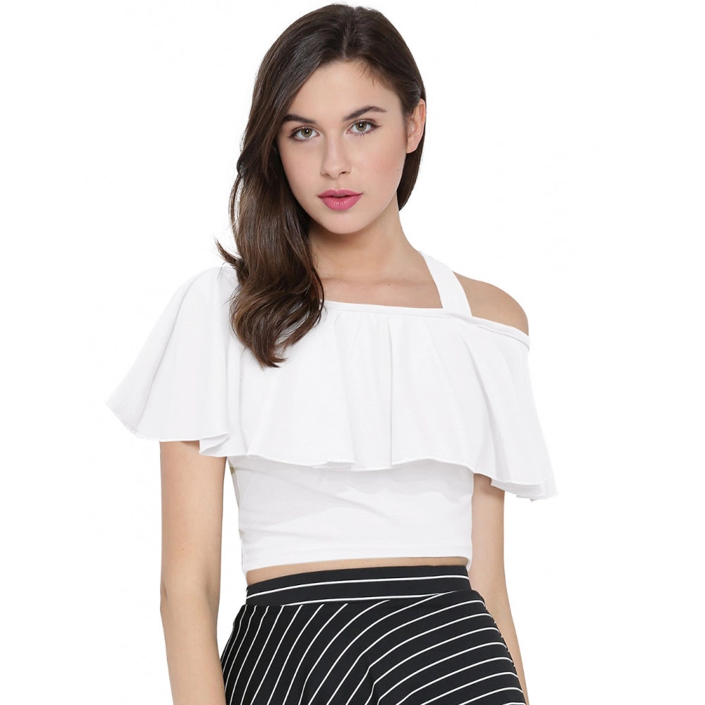HD Women's Western Wear Hosiery Crop Top (White)