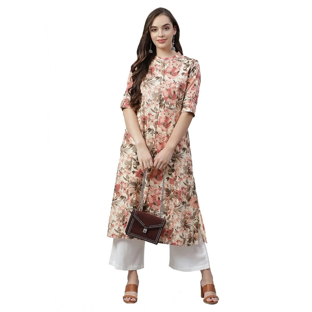 HD Women's Cotton Printed Floral Print Kurti (Multicolor, Cotton)