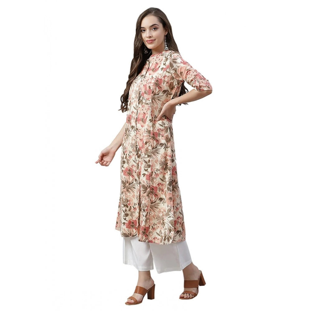 HD Women's Cotton Printed Floral Print Kurti (Multicolor, Cotton)