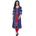 HD Women's Cotton Printed Long Kurti (Blue, Red, Cotton)