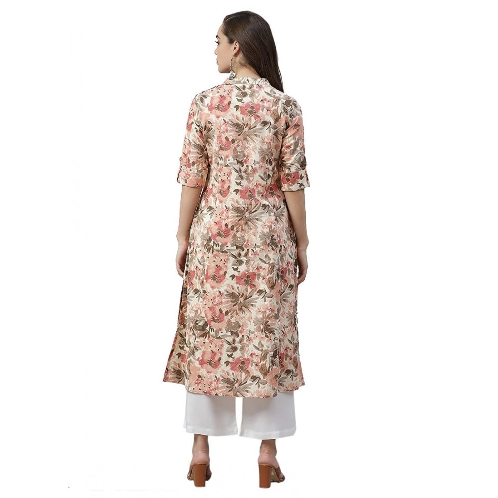 HD Women's Cotton Printed Floral Print Kurti (Multicolor, Cotton)