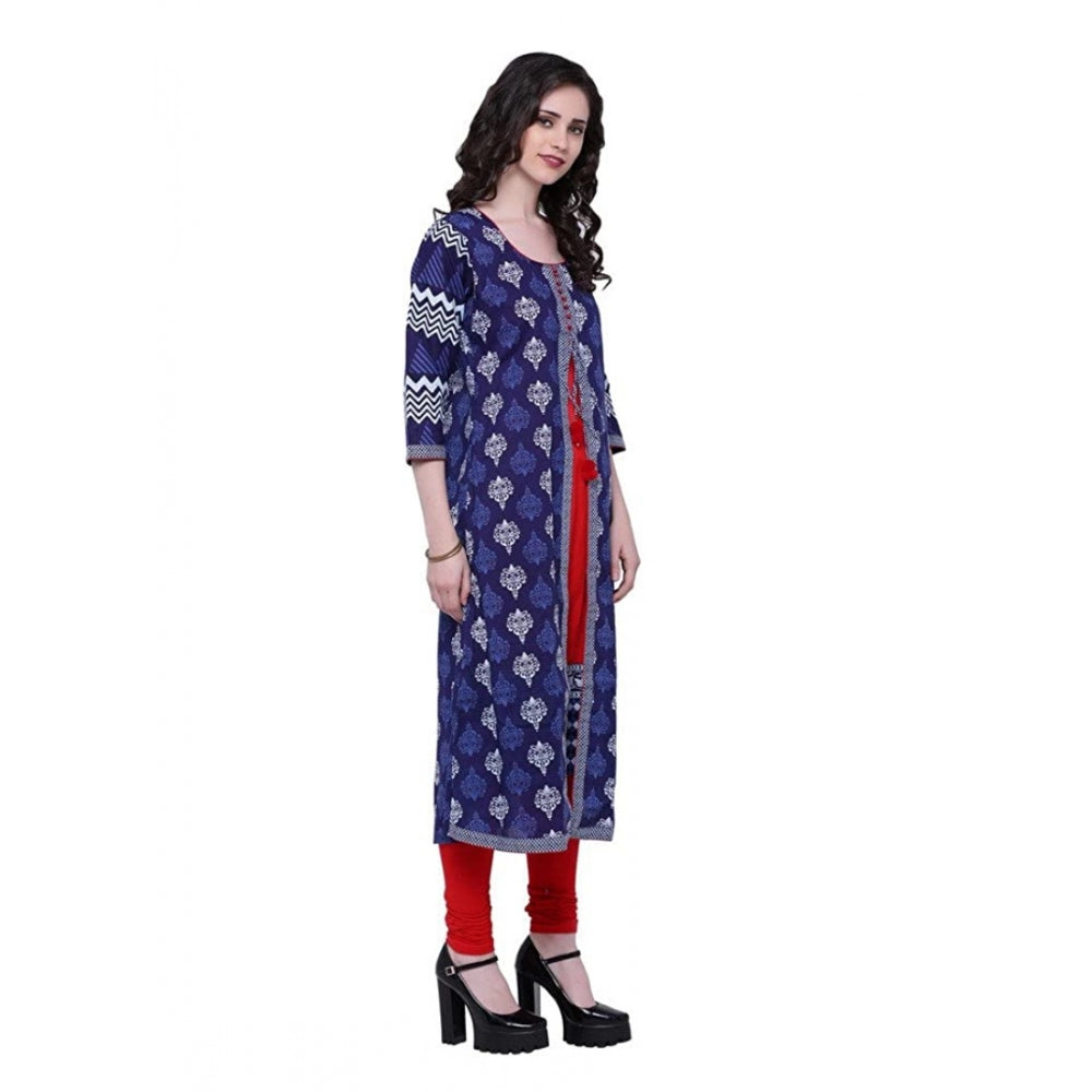 HD Women's Cotton Printed Long Kurti (Blue, Red, Cotton)